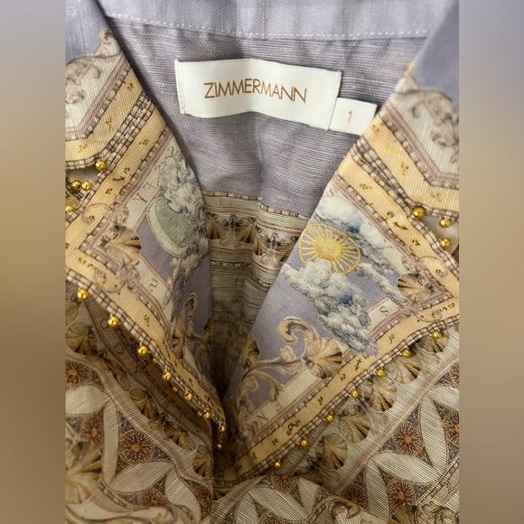 NEW Zimmermann High Tide Linen Silk Belted Odyssey Organza Mini Dress Siz US 1&2 - Picture 16 of 16